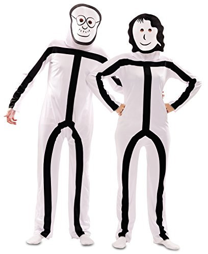 EUROCARNAVALES Kostüm mit Stickman-Masken für Erwachsene – Weiß – M/L (52)