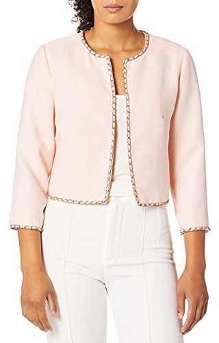 KARL LAGERFELD Tweed Jacket with Chain Detail Blazer, Rosa, XS para Mujer