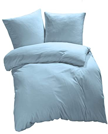 ETÉREA Microfaser Bettwäsche 140x200cm + 70x90cm - Ganzjahresbettwäsche Bettbezug Unifarben - Bettwäsche Set mit Kissen 140x200cm Bettbezug + 70x90cm Kissenbezug Microfaser Made in Green - Hellblau