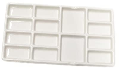 Gemerglity 14 Wells Ceramic Artist Paint Palette - 8 Inch Porcelain Watercolor Painting Palette Ceramic Mixing Tray for Painters