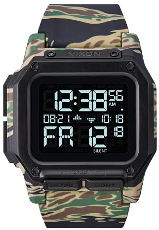 Nixon Herren Armbanduhr Regulus A1180 Tiger Camo Digital TR90/TPU 80 Camouflage 46mm, Wasserdichtigkeit: 10 Bar, A1180-2351-00