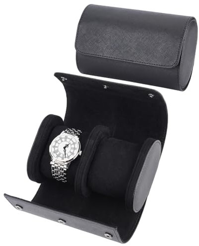 PandaHall Guarda Custodia da Viaggio in Rotolo Nero Guarda Custodia Organizzatore di Orologi da Viaggio Conservazione Rotolo Custodia Porta Gioielli per Viaggio Affare Viaggio, 10x15x7cm