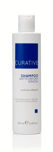 Pflegendes Shampoo gegen Schuppen, fettiges Haarshampoo mit Menthol, Teebaumöl und Brennnesselextrakt, reinigendes und erfrischendes Shampoo, wirkt gegen fettige Schuppen entgegen, 250 ml