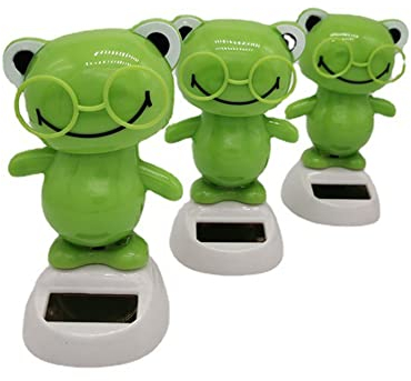 iSpchen 3 Stück Wackelfigur Frosch Puppe Solarfigur Armaturenbrett Ornament Solar Tanzfigur Spielzeug niedliche Tier Frosch Figuren Tanzende Figur für Auto Schreibtisch Home Office Dekoration