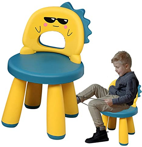 Wenmin Taburete para niños – Taburete para niños, silla infantil Dino Respaldo completo, diseño acolchado antideslizante inferior, respaldo doble engrosado para jardín de infantes, casa