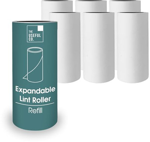 Useful Co Rotoli Adesivi per Peli (Confezione da 6 Ricariche per Spazzola Levapelucchi), Rullo Levapelucchi Adesivo per Peli, Polvere e Lanugine, Compatibili con la Spazzola Adesiva Useful Co