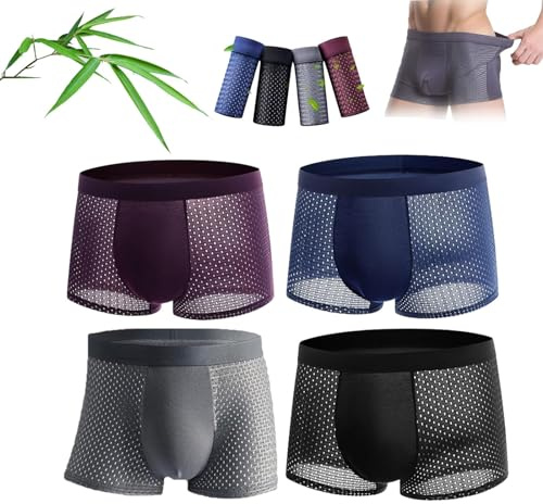 Newdvmmss Boxer en Fibre de Bambou, Boxer en Fibre de Bambou, sous-vêtements pour Hommes en Nylon Respirant (XL,4 pcs - A)
