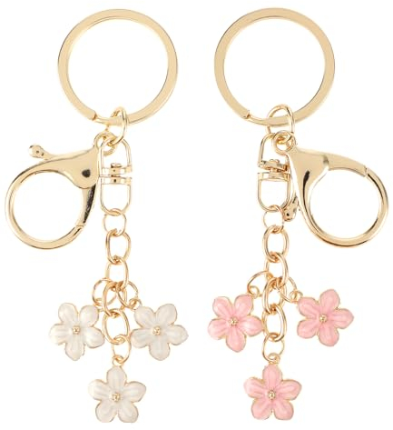 Ouligay 2 Stück Blume Schlüsselanhänger für Mädchen Damen, Süß Bag Charms Aesthetic Taschenanhänger für Frauen Geburtstagsgeschenk Kleine Geschenke Beste Freundin Geburtstag Kollegen Erzieherin Lehrer