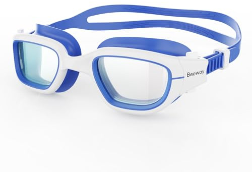 BEEWAY Kids Swimming Goggles 6-14 | Wide View | Anti-fog | Anti-leak | Quick Adjust Strap | UV Protection | Super Comfort for Boys and Girls
