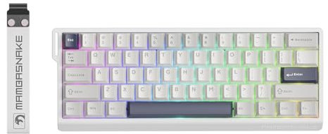MAMBASNAKE X60 HE Rapid Trigger Magnetic Keyboard, 0.01mm RT Accuracy Gaming Keyboard, Magnetic Switch, Tri-Mode, 0.125ms Latency, 8K Polling Rate, 4000mAh, for Gamer - White
