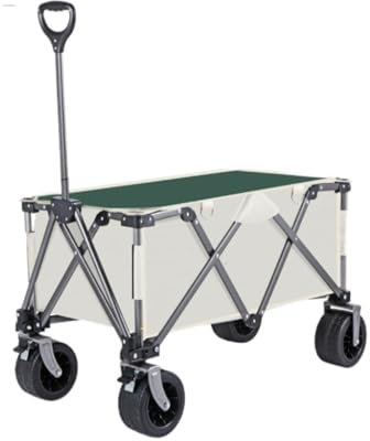 Carrito de camping de playa para barbacoa al aire libre y pesca plegable y cómodo carro para autocaravana (blanco)