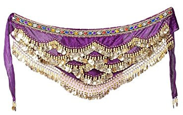 G-LIKE Bauchtanz Hüfttuch Frottee Tanzgürtel – Tanzkostüm Tanzrock Outfit 328 Münzen Pailletten Hüftschal für Damen Mädchen (DE/NL/SE/PL, Alphanumerisch, Einheitsgröße, Regular, Regular, Violett)