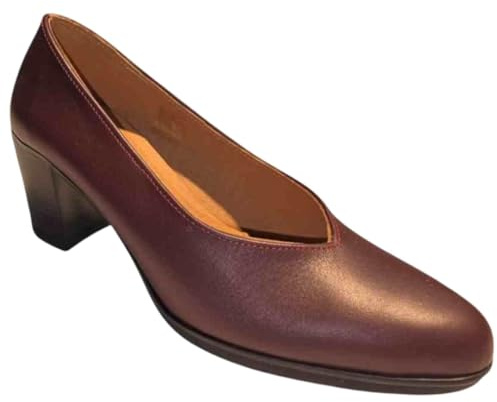 ARIADNA SÁNCHEZ Zapatos de Salón Mujer Belona, Cómodos, Azafatas, Trabajo. Calzado de Piel Fabricados en España Tacón Alto 7 cm (Burdeos, Sistema Tallas Calzado EU, Adulto, Números, Mediano, 38)