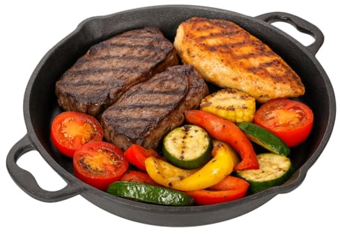 Homonova Cast Iron Skillet 17 Inch, Pre-Seasoned Cast Iron Pan with Dual Assist Handles, Professional Oven Safe Cookware for Grill Stovetop Induction, Premium Kitchen Skillet (17 INCH)