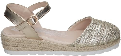 Sandalias con Cuña CHIKA10 Golondrina 05 para Niña – Alpargatas Doradas con Detalles – Yutes con Hebilla – Espadrilles con Cuña Baja y Cómoda – Estilosas – 38 EU