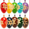 SIKORA OD01 10er Set Holz Deko Ostereier mit geschnitzten Ornamenten gemischte Farben, gemischte Farben, Höhe 4.2 cm, Eier aus Lindenholz für Ostern