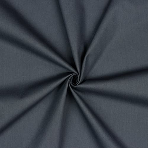 Bomullstyg, enfärgad, 100 % bomull, Tex, metervara, över 50 färger att välja mellan (02 mörkgrå, 200 x 148 cm)