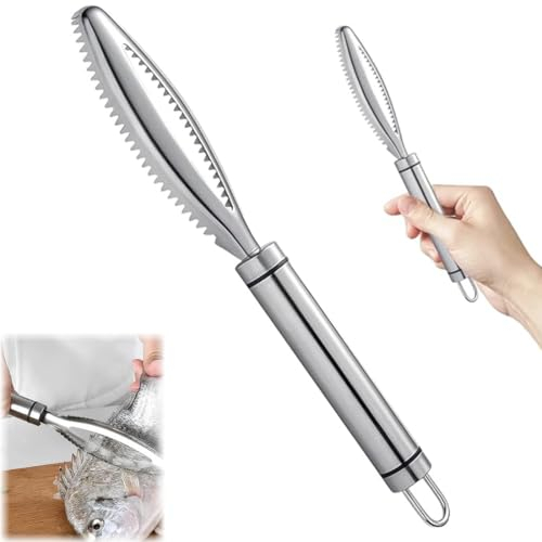 Squama Pesce, Raschietto per Pesci Professionale in Acciaio Inossidabile 304, per Pesci Aiutante da Cucina per Una Pulizia Rapida della Pelle di Pesce per Cucina, coltello per sfilettare pesce