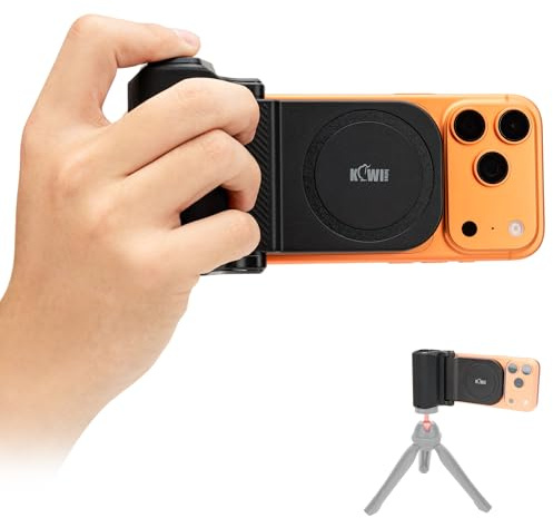 Kiwifotos per iPhone Magsafe Supporto per Fotocamera con Manico Magnetico e Telecomando Bluetooth per iPhone 17 16 15 14 Pro Max Samsung S26 S25 Smartphone Vlog Ripresa Video (Treppiede NON Incluso)
