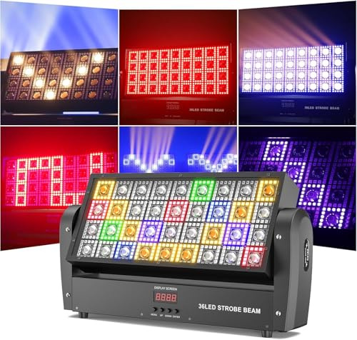 36 LED Cabeza Movil Luces Estroboscopios, 220W UKing Wallwasher Beam Iluminación LED, Luces de Escenario para Fiestas Discoteca Halloween Navidad, 1 PCS