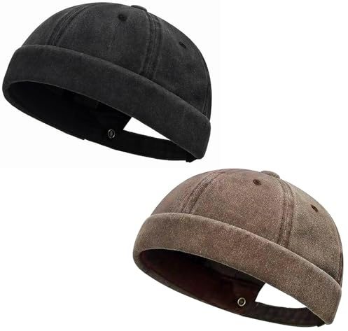 Initlove Casquette Docker pour Hommes - Chapeau de Marin Vintage sans Bords - Bonnet Béret, taille unique