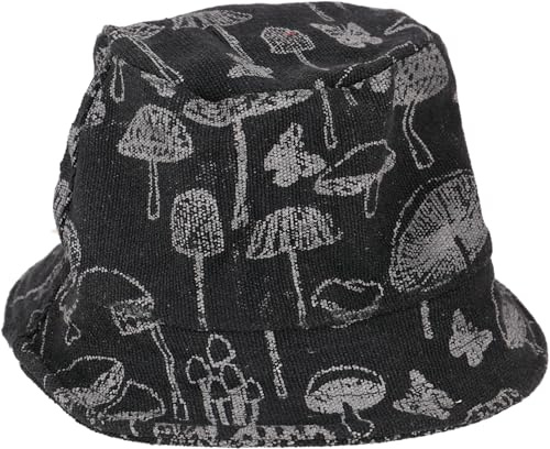 GURU SHOP Sommarhatt, svamptryck, slapphatt, fiskarhatt, solhatt – svart, män/kvinnor, svart, one size