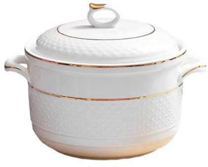 XYUERU Soupière en céramique, soupière avec Couvercle, Bol à Soupe, Bols de Service en Porcelaine, cocotte Grande capacité for Soupe, ragoût, Chili, Soupe Miso(1500ml)