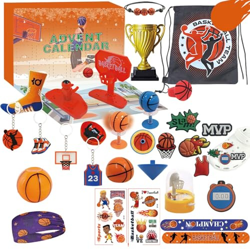 Gcroet Calendario dell'avvento 2025 24 Pezzi Calendario di Basket di Basket Basketball Accessori di per Adolescenti Ragazzi