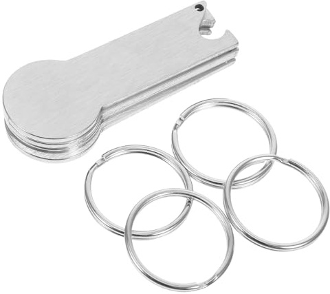 ARTIBETTER 4pcs Stainless Steel Shopping Cart Coin Keychain Set, Portable Trolley Tokens Key Ring with Bottle Opener, Compact Metal Keychain for Grocery Shopping and Everyday Use