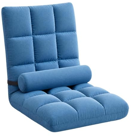 Fonowx Sedia da Pavimento Regolabile con Schienale Pieghevole, Divano da Gioco, Sedile Imbottito E Divano Morbido, Rivestimento in Flanella E Schiuma, Adatto, Blu