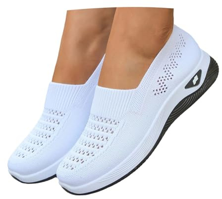 Eauptffy Zapatillas deportivas para mujer, zapatos para diabéticos, ligeros, transpirables, ortopédicos, zapatos de caminar anchos y cómodos, zapatos deportivos para exteriores, sin cordones