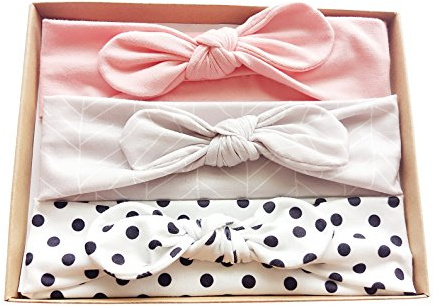 Vellette Fascia Capelli Bimba Cotone Bowknot Elastica Colori Diversi Regalo per Neonate Bambine 3Pcs