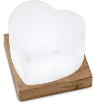Himalaya Salt Dreams Illuminato Sale Cuore di Cristallo White Line, Incluso Sale Elettrico LED Lampada a Forma di Cuore, Cristallo di Sale, Bianco, 9 x 9 x 6 cm, 2 unità