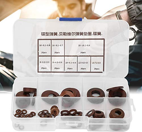 160 stücke 8 arten Tellerfedern Unterlegscheibe Set Tellerfedern Belleville Federscheibe Big Penny Washer Sortiment Kit Gewinde Flach Unterlegscheibe