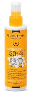 ISISPHARMA UVEBLOCK SPF 50+ Spray Kids 200 ml - Très Haute Protection Solaire Enfants - Visage & Corps - Haute Tolérance - Fabriqué en France