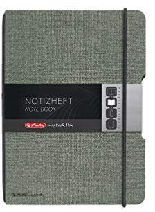 Herlitz 50033720 Notizheft flex Leinen, A6, 40 Blatt punktiert, FSC-Mix, Farbe: grau, 1 Stück