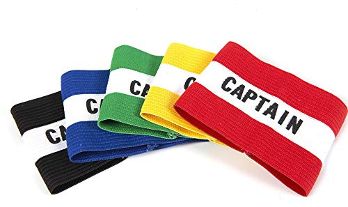 Fitness hälsa fotbollsband fotboll kaptenarmband design kapten band för vuxna och ungdomar, 5 färger tillgängliga för flera sporter, elastiskt armband för kapten (5-pack – barn)