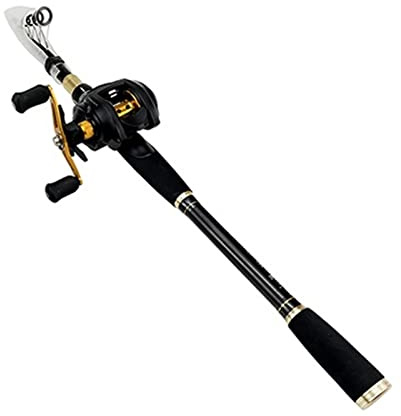 HNHYNSY Cañas de Pescar Varilla de Pesca de Fibra de Carbono y Combos de Carrete Casting portátil Pole de Pesca de Giro 17+ 1BB Juego de Pesca de Carrete de baitcasting Caña de Pescar Telescópica