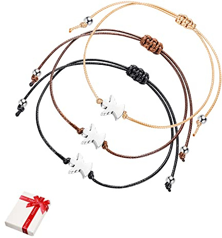 3 pièces d'argent Bracelet de protection Ange de la chance, BFF amitié bracelets dames Tissu A serrer Ange de la chance Cadeau pour adolescents Enfants Filles Femmes Meilleure amie Baptême Communion