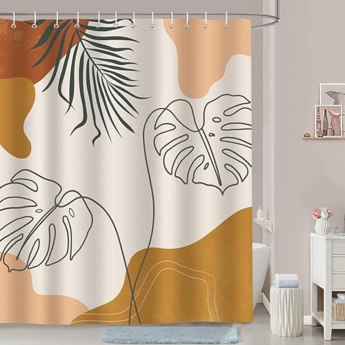 FAIRYGATE Duschvorhang Waschbar Duschvorhang Boho Bath Curtain Anti Schimmel Antibakteriell Waschbar Wasserdicht mit 12 Duschvorhangringen Polyester 180x180cm Morden Kunststil B9214