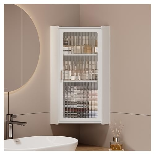 Small corner medicine cabinet, Bathroom Cabinet Wall Mount with Glass Doors, Bathroom Wall Cabinet Over The Toilet, Compact Hanging Cabinet for Bathroom Kitchen Laundry Room dormitories(Transparent,30