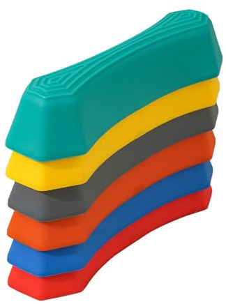 Sarini 6-delad Rainbow Stepping Stones Set – Balance Board Kanotbro för fysisk träning utomhus, bärbar hinderbana, sensoriska stegstenar för koordination och träning