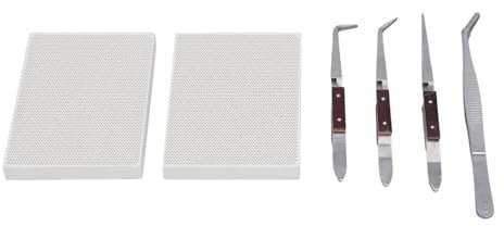Kit de Soudure de Bijoux, Blocs de Soudure en Céramique Inversée en Nid d'abeille, Pincettes à Souder, Outils en Porcelaine, Kits de Fabrication de Bijoux 6 Pièces