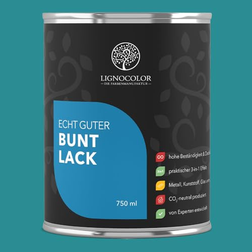 Lignocolor Buntlack matt (750 ml, Vintage Blue) | hochbeständiger Lack für Holz, Metall, Kunststoff & Kinderspielzeug