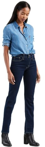 Levi's 724 High-Rise Straight Jeans, Indigo foncé, Finition Plate, 28W x 28L Femme