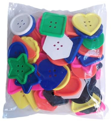 Riiichflowshop 50 Piezas/Juego de Botones Grandes y Brillantes Botones Coloridos Botones para Manualidades Botones con Formas geométricas Botones Grandes para proyectos de Manualidades