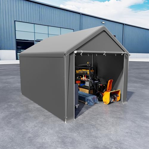 UISEBRT Förvaringstält, redskapstält, redskapsbod, garagetält, vattentätt skydd med robust PE-presenning och stålram, perfekt skydd för verktyg, trädgårdsredskap, pallar, 3 x 4 m (grått)