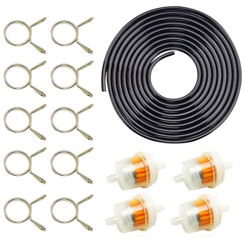 WADY Kraftstofffilter, Benzinschlauch Kit, Benzinfilter Moped, 4 Stück Benzinfilter,3m Benzinschlauch,10 Stück Schlauchschellen, Benzinfilter Rasenmäher, Benzinfilter Motorrad, Kraftstofffilter Benzin