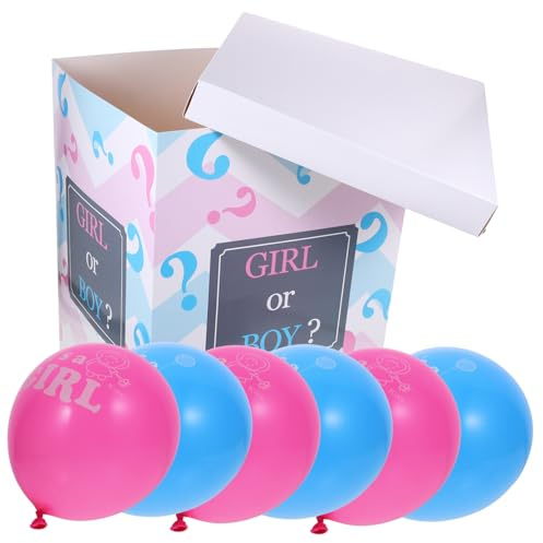 Toyvian Gender Reveal Box mit Ballons Shower Party Deko Jungen Mädchen stabile Aufstellbare Geschenkbox für Geschlecht offbaren Farbenfrohe Ballons für Babyparty Feier