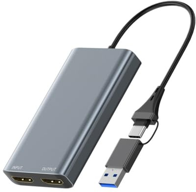 Fegtrtyoa -Compatible HDTV Video Capture Card USB Type-C Video Grabber Box 4k 60HZ Loop-Out for PC Computer Camera Live Gaming